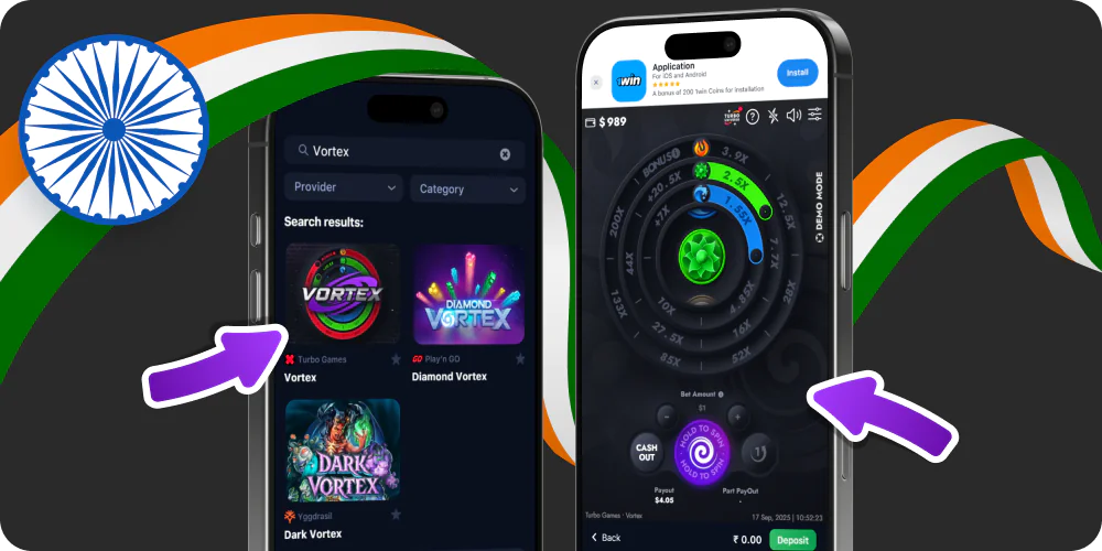 Mobile App for Play Vortex Game